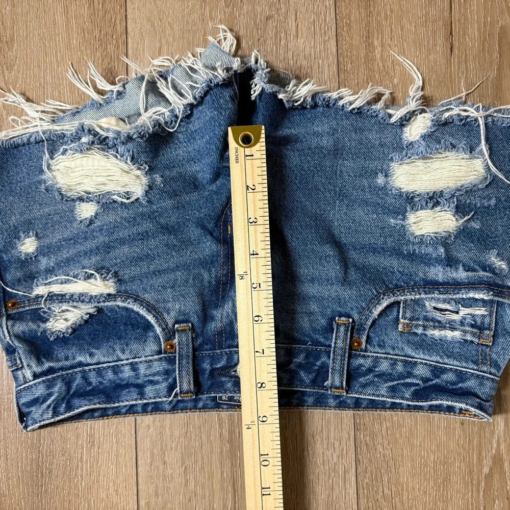 Abercrombie & Fitch Ripped Blue Jean Shorts - Picture 9 of 9